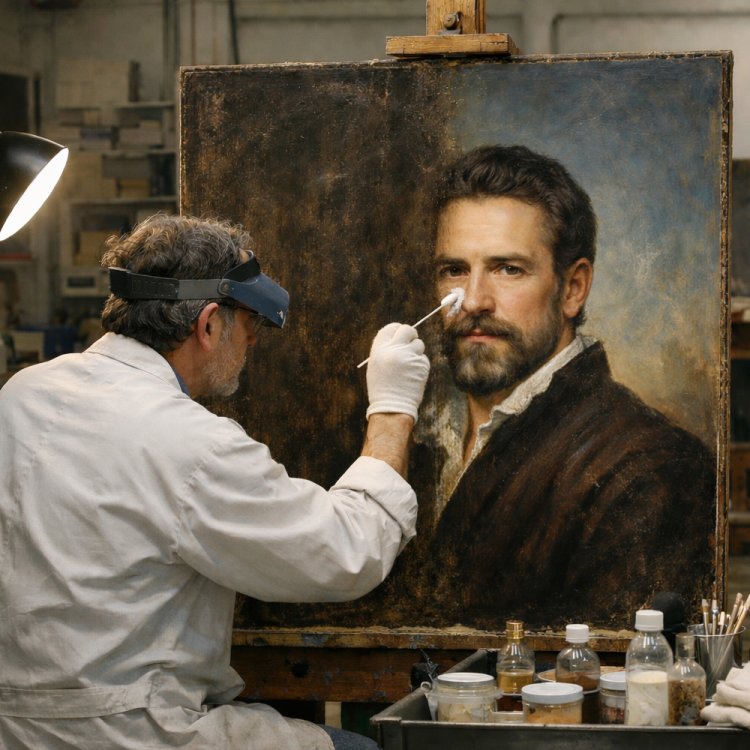 絵画の修復士がイケオジアラフォーを直している