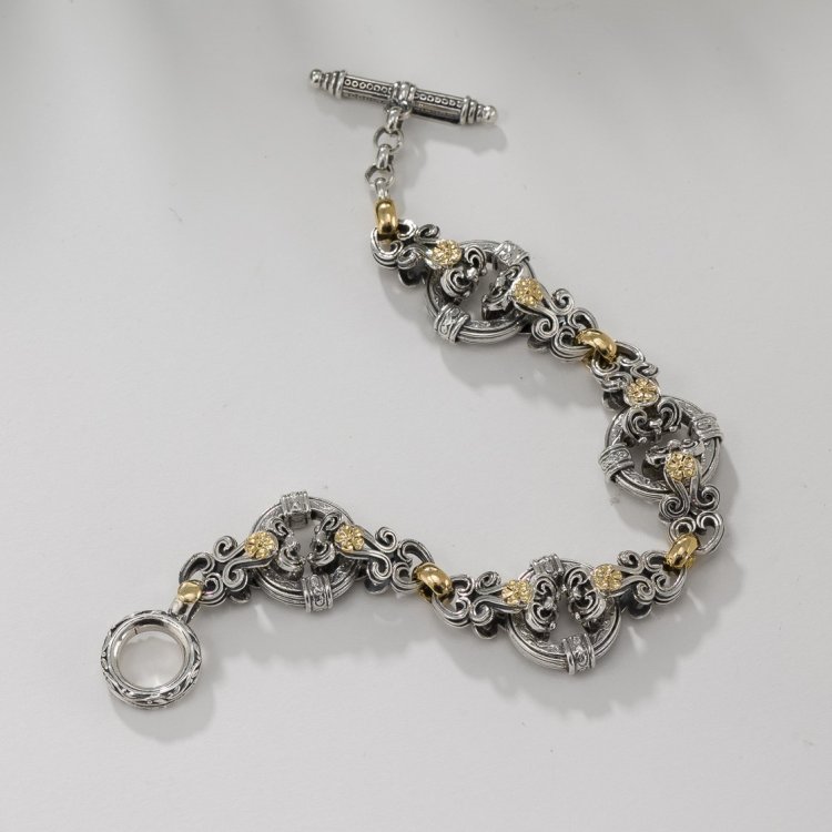 Byzantine-Floral-Bracelet-in-18K-Gold-and-Sterling-Silver
