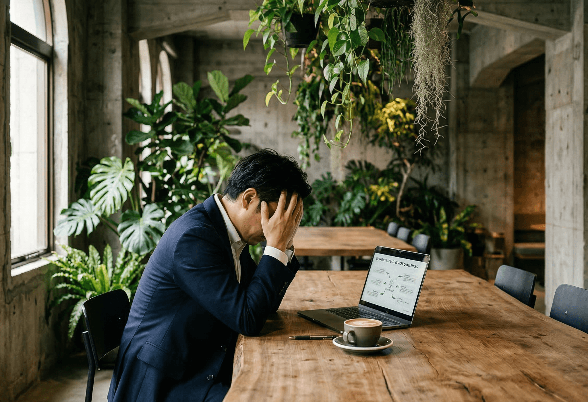 A man having trouble in a cafe