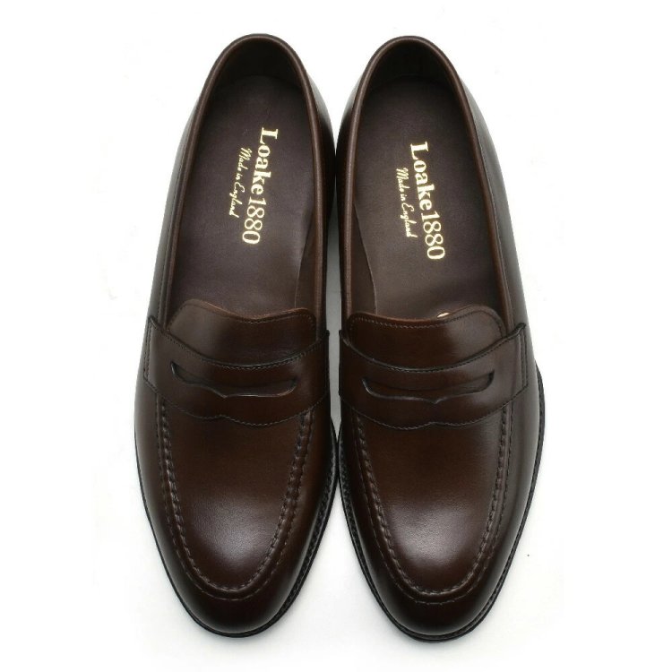 Loake Coin Loafer Whitehall Men's Business Shoes Dark Brown Brown Loake WHIDK