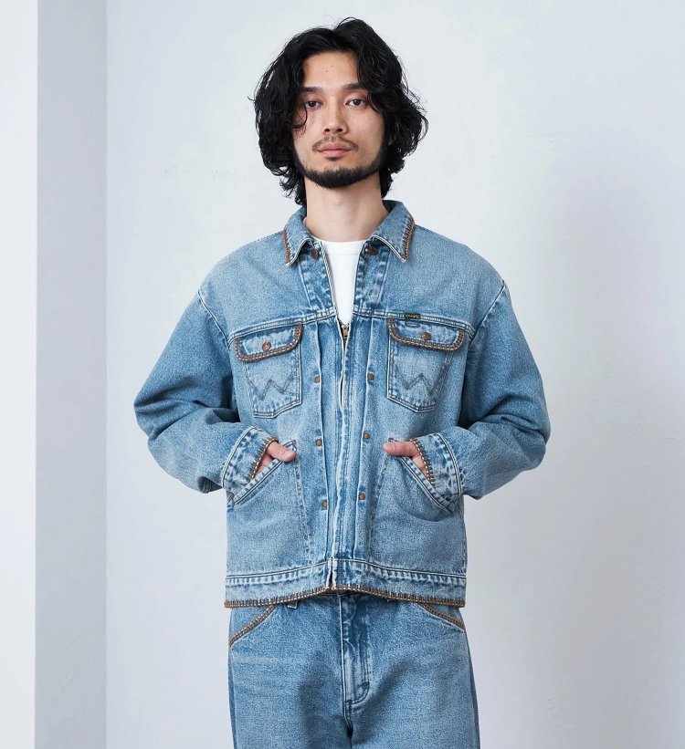 Wrangler " 24MJZ denim jacket with blanket stitching