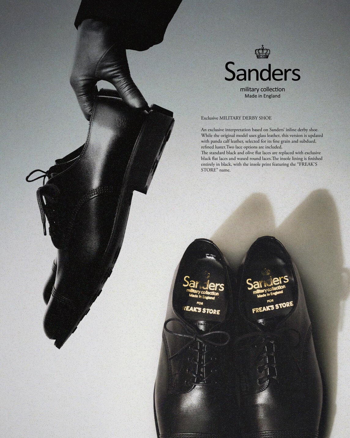 フリークス ストアより、サンダース「MILITARY DERBY SHOE」の別注