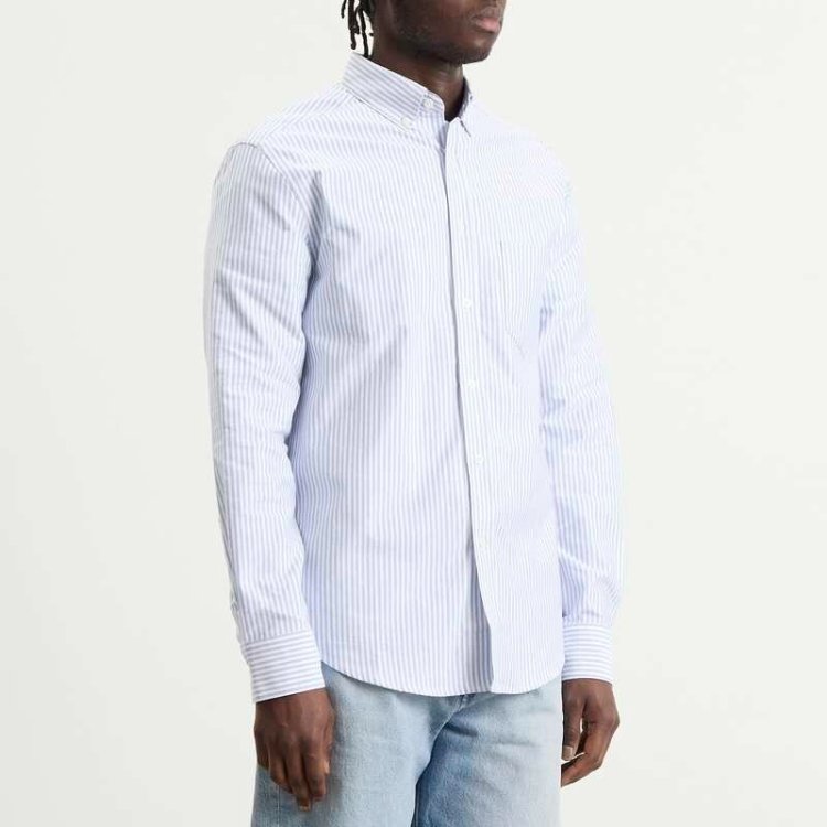 ポーチュギースフランネル メンズ トップス シャツ ボタンダウン オックスフォード ダウン Portuguese Flannel Belavista Stripe Button Down Oxford Shirt Blue Stripe ブルー