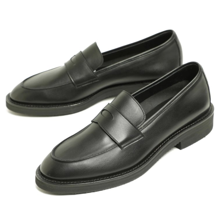 WH Double H HIROSHITSU BOUCHI x HAYBA Yoshimasa Loafer Coin Slip-on Shoes Leather Calf Funchal WHF-0004 BLK Black