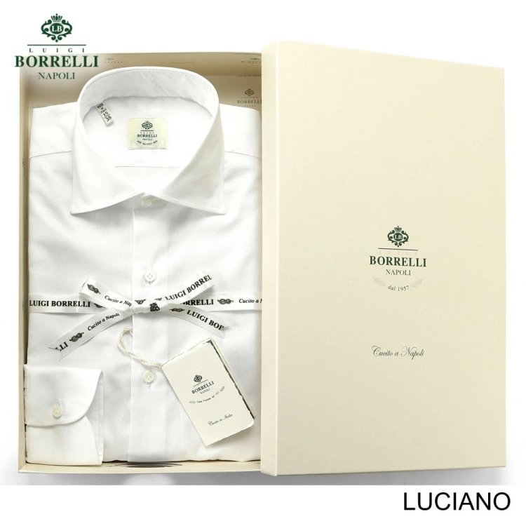 ルイジボレッリ　コットンオックスセミワイドカラードレスシャツ「LUCIANO」