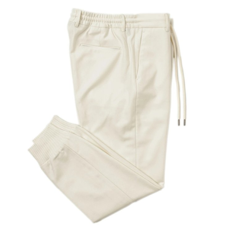 SANTANIELLO Santaniello men's jogger ribbed tapered back shirring drawcord wool RIMA 2695TLCRIM 03 ivory 10 beige 91 grey [ Special order model for Sugawara Shoe Store ].