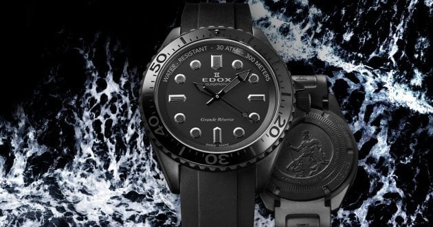 Edox launches the all-black ” Neptunian Grande Reserve ” watch, limited to Japan!