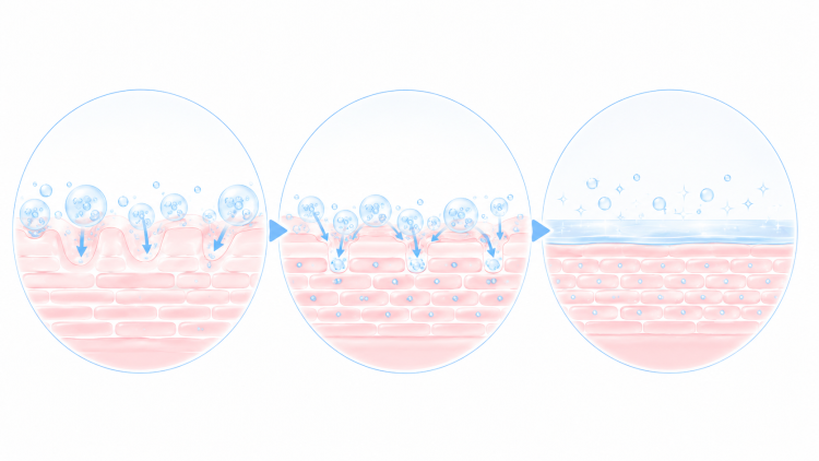 Fine carbonated bubbles help moisturizing and beauty ingredients penetrate