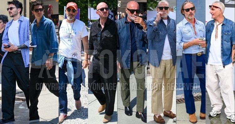 The basics of denim shirt coordination [ how to choose fabric, design and silhouette, examples of men's outfits ].