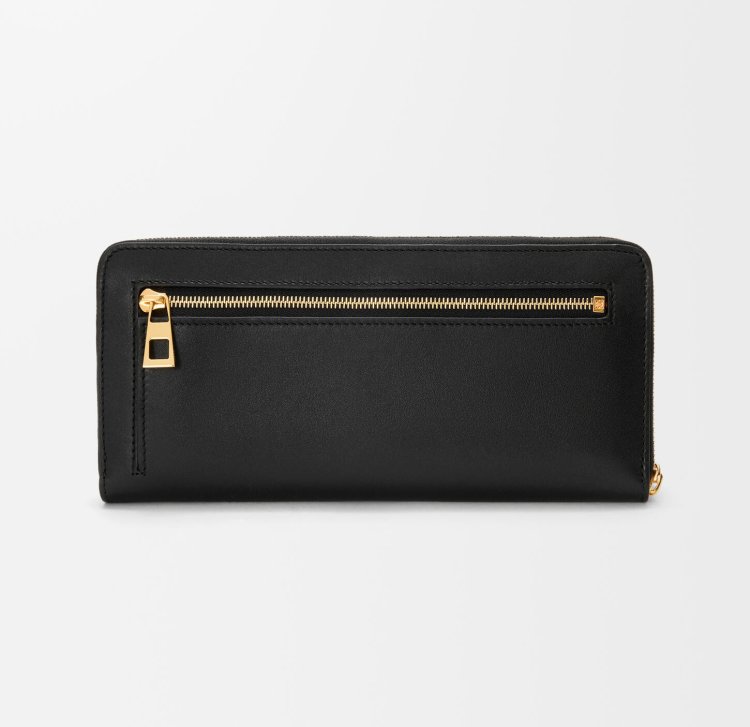 Knot zip-around wallet in shiny napa calf