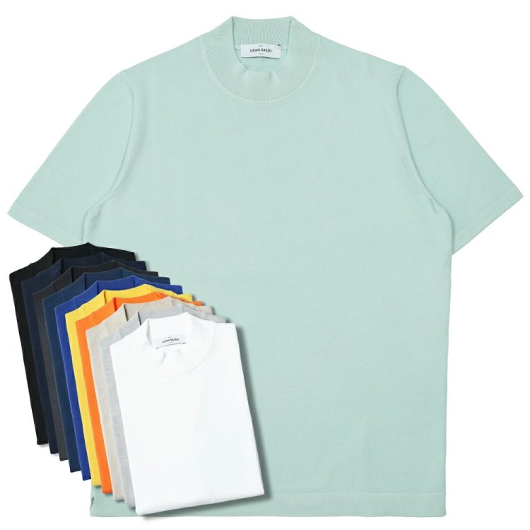 GRAN SASSO 12 gauge soft cotton S/S mock neck knit 58109/18120 16061008035