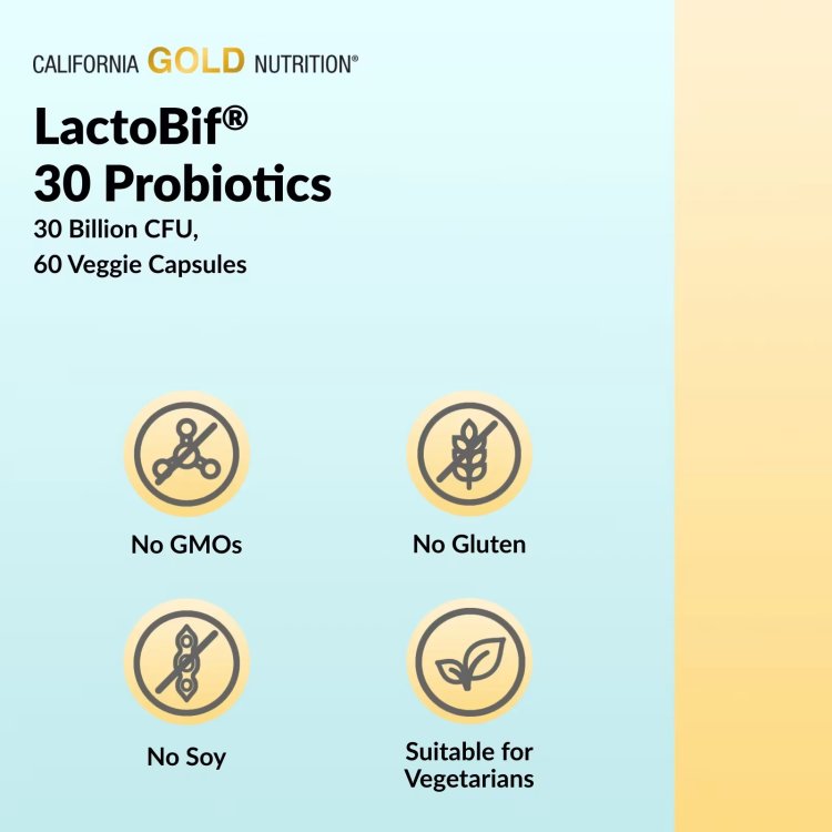 California Gold Nutrition, LactoBif® 30 Probiotics, 30 Billion CFU, 60 Veggie Capsules