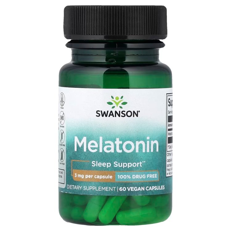 Swanson Vitamins, melatonin メラトニン、3mg、60粒