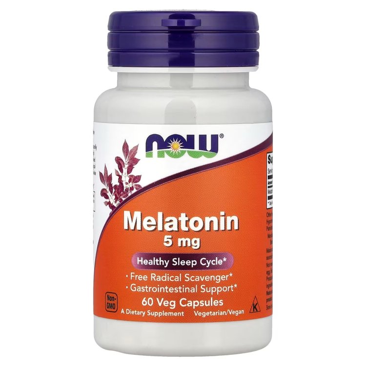 NOW Foods, melatonin メラトニン、5mg、ベジカプセル60粒