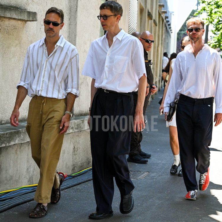 Summer Outfits for Grown Men Featuring Black Straight-Leg Slacks