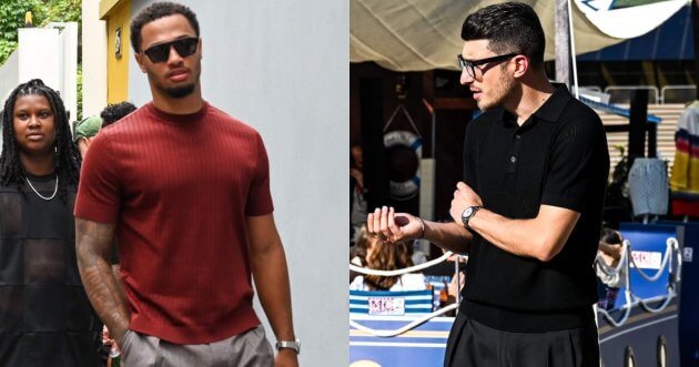 For summer fashion, skip the outer layers. Opt for a knit T-shirt and a knit polo shirt.