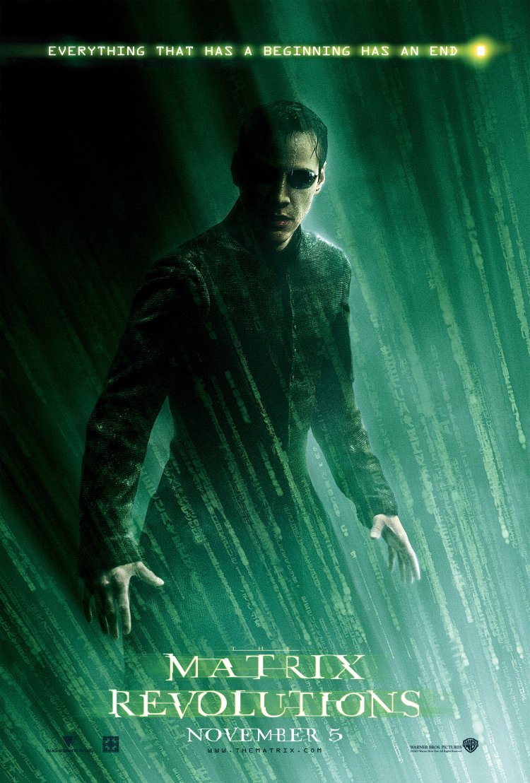 Poster of THE MATRIX REVOLUTIONS, 2003, directed by ANDY WACHOWSKI and LARRY WACHOWSKI. Copyright WARNER BROS. PICTURES.