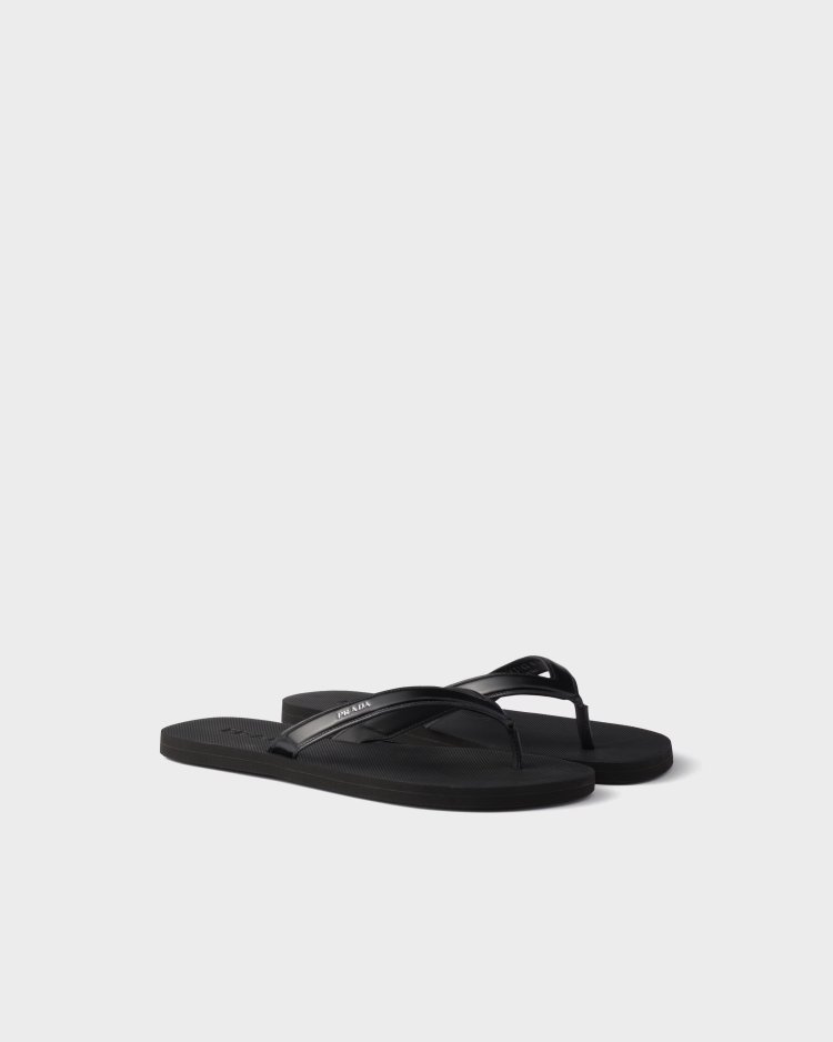 Prada Brushed Leather Flip-Flops