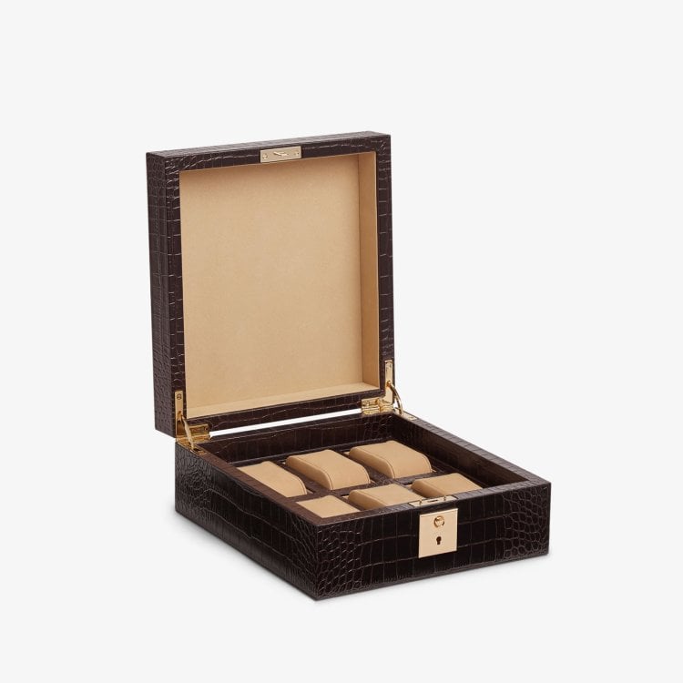 Smythson Lockable Watch Box in Mara